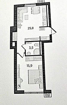 1-к квартира, вторичка, 56м2, 24/24 этаж