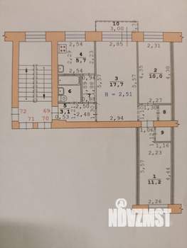 3-к квартира, вторичка, 55м2, 3/5 этаж