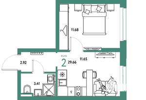 2-к квартира, вторичка, 30м2, 20/24 этаж