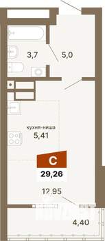 Студия квартира, вторичка, 29м2, 6/23 этаж