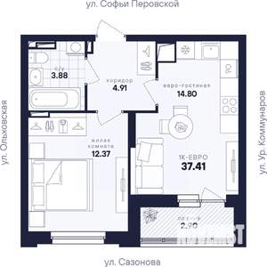 1-к квартира, вторичка, 37м2, 15/17 этаж