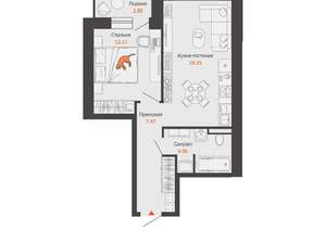 1-к квартира, вторичка, 46м2, 5/8 этаж