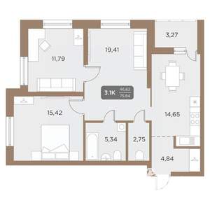 3-к квартира, вторичка, 76м2, 4/24 этаж
