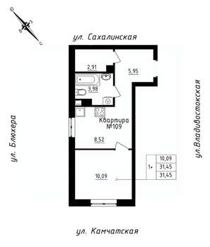 Студия квартира, строящийся дом, 31м2, 10/25 этаж
