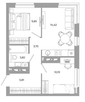 2-к квартира, вторичка, 48м2, 4/24 этаж