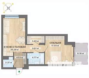 1-к квартира, вторичка, 63м2, 2/12 этаж