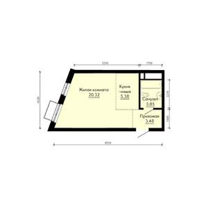 1-к квартира, строящийся дом, 33м2, 18/31 этаж