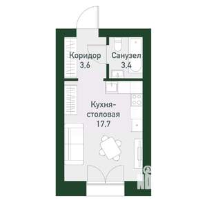 Студия квартира, вторичка, 25м2, 4/4 этаж