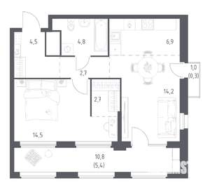 1-к квартира, вторичка, 56м2, 24/31 этаж