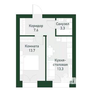 1-к квартира, вторичка, 38м2, 3/4 этаж