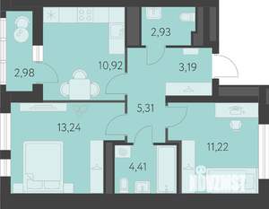 2-к квартира, вторичка, 53м2, 7/16 этаж
