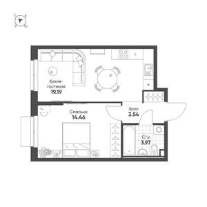 1-к квартира, строящийся дом, 41м2, 11/25 этаж