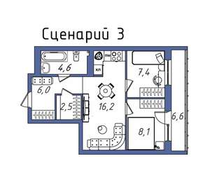 1-к квартира, вторичка, 52м2, 19/20 этаж
