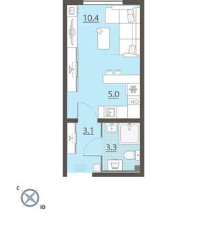 Студия квартира, вторичка, 22м2, 1/8 этаж