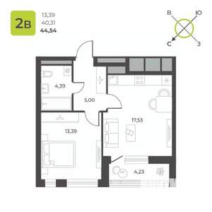 1-к квартира, вторичка, 45м2, 9/23 этаж