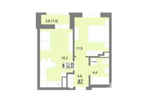1-к квартира, вторичка, 38м2, 11/26 этаж