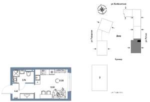 Студия квартира, строящийся дом, 21м2, 15/24 этаж