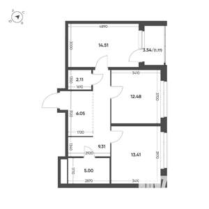 2-к квартира, вторичка, 65м2, 8/16 этаж