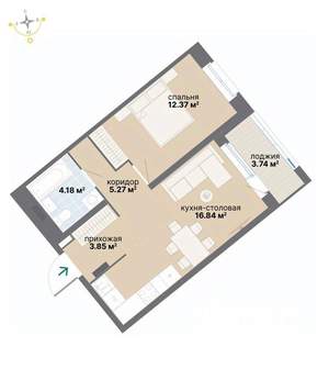 1-к квартира, вторичка, 46м2, 5/26 этаж