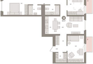 3-к квартира, вторичка, 95м2, 4/16 этаж