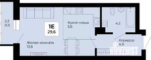 Студия квартира, строящийся дом, 30м2, 2/25 этаж