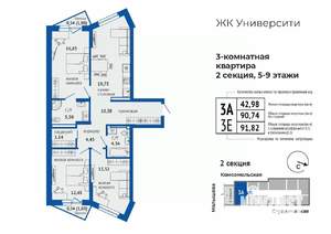 3-к квартира, вторичка, 92м2, 5/24 этаж