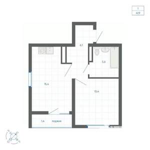 1-к квартира, вторичка, 42м2, 27/32 этаж