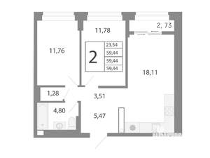 3-к квартира, вторичка, 60м2, 25/26 этаж