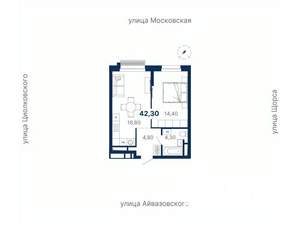 1-к квартира, вторичка, 42м2, 24/30 этаж