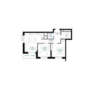 2-к квартира, строящийся дом, 60м2, 23/30 этаж