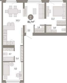 2-к квартира, вторичка, 82м2, 8/9 этаж