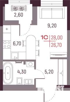 Студия квартира, вторичка, 27м2, 2/25 этаж