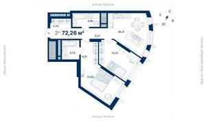 2-к квартира, вторичка, 72м2, 18/29 этаж