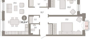 2-к квартира, вторичка, 82м2, 6/24 этаж