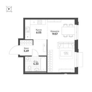 Студия квартира, строящийся дом, 36м2, 6/25 этаж