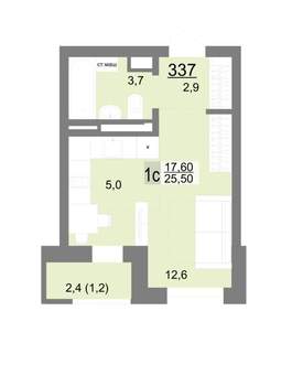Студия квартира, вторичка, 25м2, 16/18 этаж