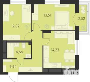 2-к квартира, вторичка, 55м2, 25/31 этаж