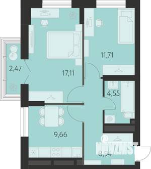 2-к квартира, вторичка, 53м2, 25/31 этаж