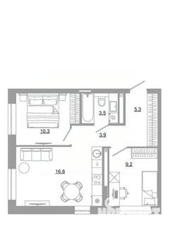 2-к квартира, вторичка, 49м2, 2/25 этаж