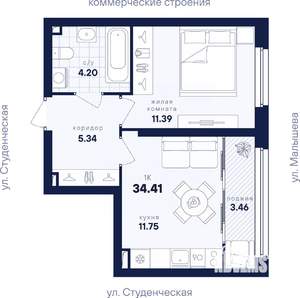 1-к квартира, вторичка, 34м2, 8/31 этаж