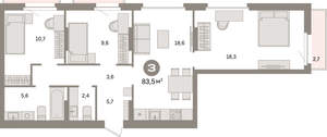 3-к квартира, вторичка, 84м2, 5/9 этаж