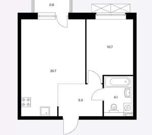 1-к квартира, вторичка, 41м2, 24/24 этаж
