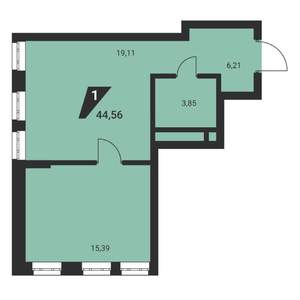 1-к квартира, вторичка, 45м2, 9/25 этаж