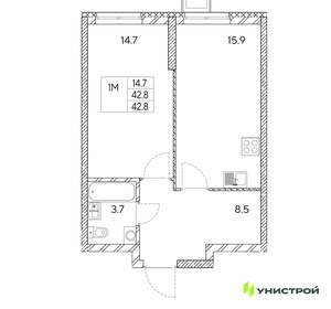 1-к квартира, вторичка, 43м2, 5/30 этаж