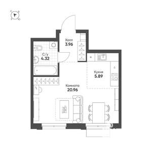 Студия квартира, строящийся дом, 35м2, 11/25 этаж