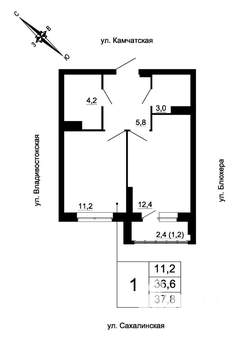 1-к квартира, вторичка, 38м2, 7/24 этаж