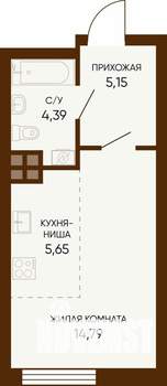 1-к квартира, строящийся дом, 30м2, 2/24 этаж