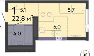 Студия квартира, вторичка, 20м2, 5/25 этаж