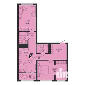 2-к квартира, вторичка, 75м2, 6/31 этаж