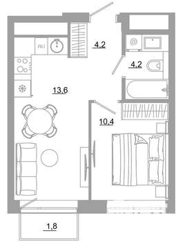 1-к квартира, вторичка, 34м2, 20/29 этаж
